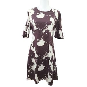 Marimekko vintage brown cream shift dress M